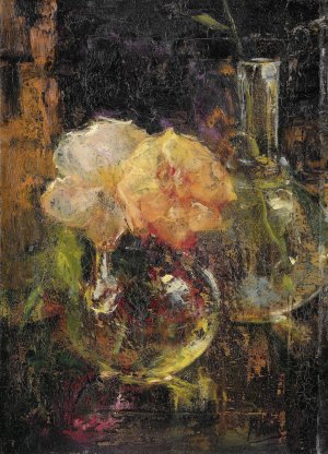Yellow Roses in a Carafe by Menso Kamerlingh Onnes Oil Painting