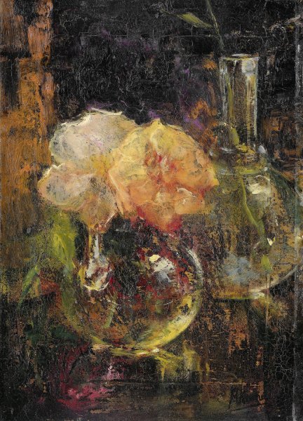 Yellow Roses in a Carafe  by Menso Kamerlingh Onnes - Hand-Painted Oil Painting Reproduction