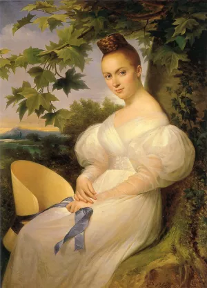 Portrait of a Woman Seated Beneath a Tree Oil painting by Merry-Joseph Blondel