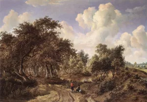 A Wooded Landscape by Meyndert Hobbema - Oil Painting Reproduction