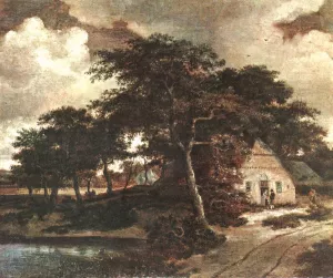 Landscape with a Hut painting by Meyndert Hobbema
