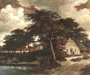 Landscape with a Hut Oil painting by Meyndert Hobbema
