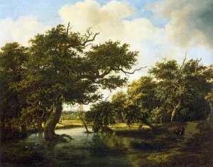 Marshy Wood painting by Meyndert Hobbema