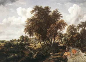 Road on a Dyke by Meyndert Hobbema - Oil Painting Reproduction