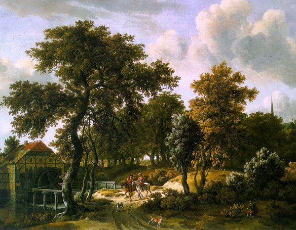 Main Product Photo of The Travelers Painting by Meyndert Hobbema
