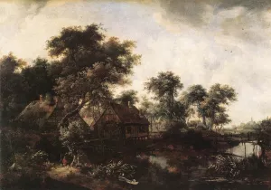 The Water Mill by Meyndert Hobbema Oil Painting