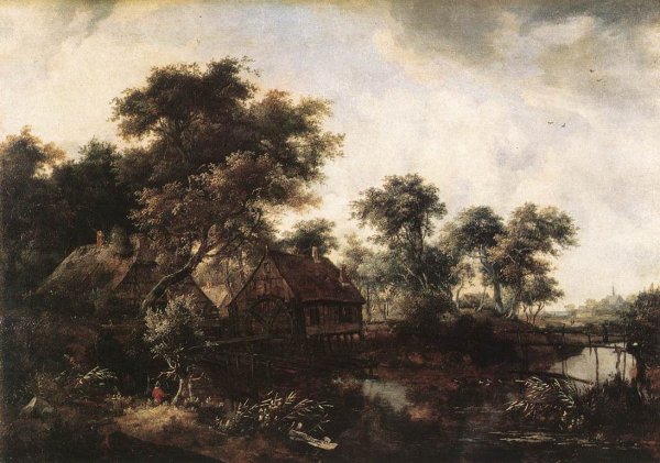 Main Product Photo of The Water Mill Painting by Meyndert Hobbema
