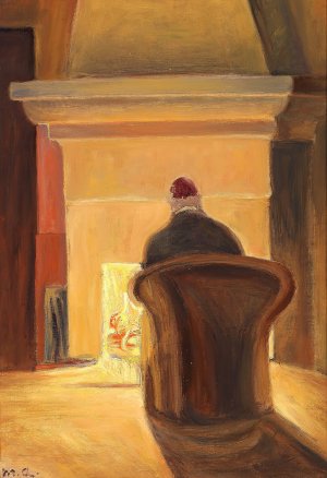 Holger Drachmann ved Kaminen, Skagen Oil painting by Michael Ancher