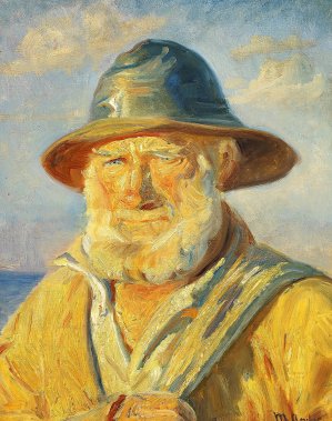 Skagenfisker i aftensol. Studie by Michael Ancher Oil Painting