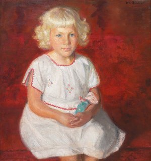 Skagens Rose. Fiskerpige i sondagstoj Oil painting by Michael Ancher