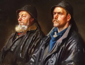 To fiskere Oil painting by Michael Ancher