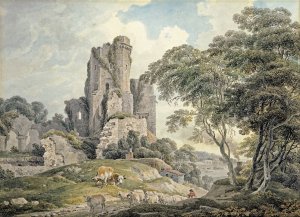 A view of a ruined castle by Michael Angelo Rooker Oil Painting