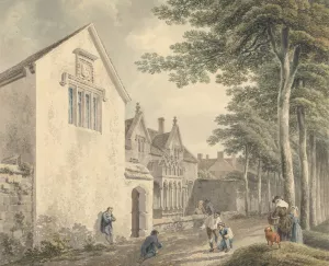 Almshouses in St. Cuthbert's Churchyard, Wells Oil painting by Michael Angelo Rooker