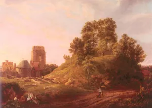 View Of Castle Hill, Oxford by Michael Angelo Rooker - Oil Painting Reproduction