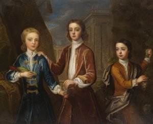 Portrait of three young gentlemen by Michael Dahl Oil Painting