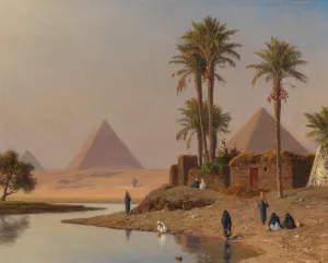 Die Pyramiden bei Gizeh by Michael Haubtmann Oil Painting