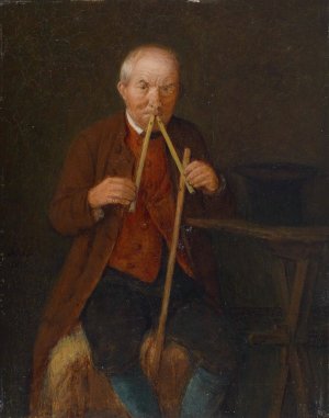 Der Flotenspieler by Michael Neder Oil Painting