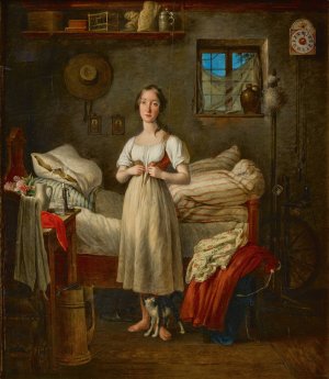 Morgentoilette eines Madchens by Michael Neder Oil Painting