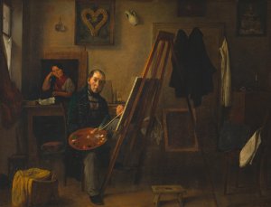 Selbstbildnis Michael Neder an der Staffelei by Michael Neder Oil Painting