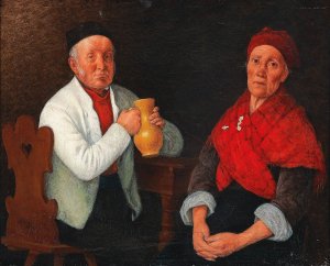Sitzendes Paar by Michael Neder Oil Painting