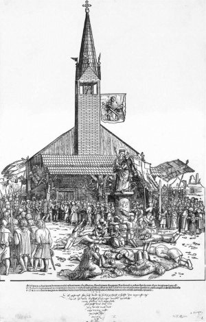 The Pilgrimage to the Fair Virgin in Regensburg by Michael Ostendorfer Oil Painting