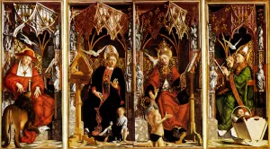 Altar of the Four Latin Fathers Inner Panels by Michael Pacher Oil Painting