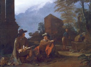 Artists Resting By A Fountain by Michael Sweerts Oil Painting