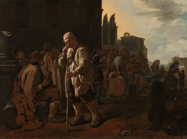 Feeding the Hungry  by Michael Sweerts - Hand-Painted Oil Painting Reproduction