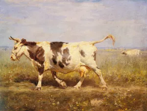 A Cow on a Path by Michael Therkildsen - Oil Painting Reproduction