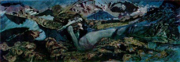 Main Product Photo of Demon Fallen Painting by Michael Vrubel