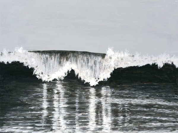 Main Product Photo of Black & White Waves II Painting by Michael Willett