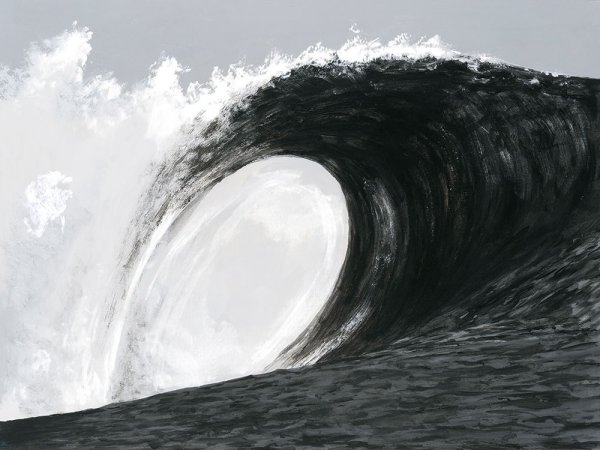Main Product Photo of Black & White Waves IV Painting by Michael Willett