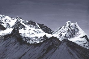 Moonlit Mountain Range I by Michael Willett Oil Painting