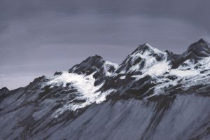Moonlit Mountain Range II by Michael Willett Oil Painting