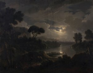 Italienische Ideallandschaft am Abend by Michael Wutky Oil Painting