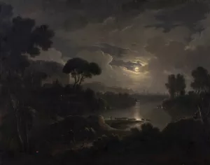 Italienische Ideallandschaft am Abend by Michael Wutky Oil Painting