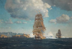 Battle on High Seas by Michael Zeno Diemer Oil Painting
