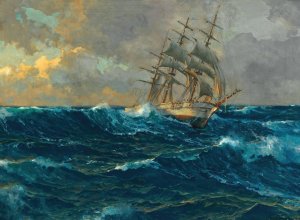 Dreimaster auf hoher See by Michael Zeno Diemer Oil Painting
