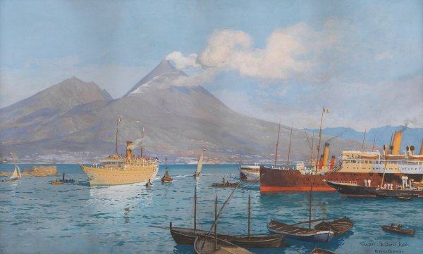 Hapag-Kreuzfahrtschiff 'Meteor'im Golf von Neapel  by Michael Zeno Diemer - Hand-Painted Oil Painting Reproduction