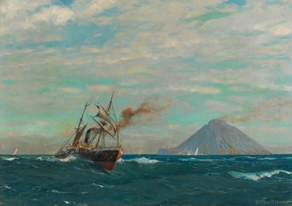 Regatta off the Island of Stromboli by Michael Zeno Diemer - Hand-Painted Oil Painting Reproduction