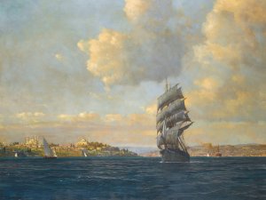 Sailing On The Bosphorus by Michael Zeno Diemer Oil Painting
