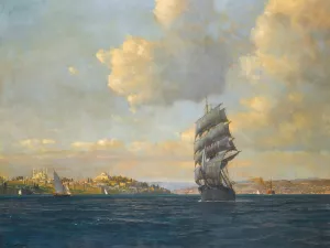 Sailing On The Bosphorus by Michael Zeno Diemer Oil Painting