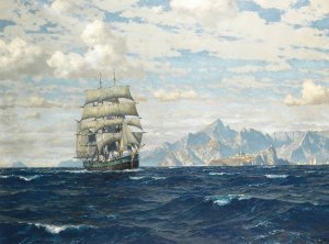 Tall Ship Off Crete by Michael Zeno Diemer Oil Painting