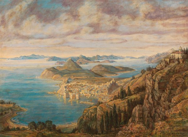 View of Dubrovnik by Michael Zeno Diemer - Hand-Painted Oil Painting Reproduction