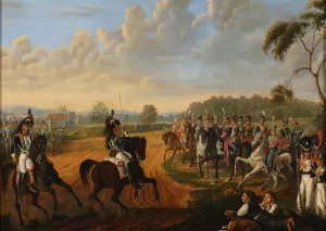 Inspection of the 14th Regiment of Cuirassiers of the Duchy of Warsaw Oil painting by Michal Chylewski