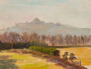Landscape with a view of the KoSciuszko Mound by Michal Rouba Oil Painting