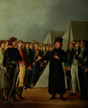 Reverend Jozef Jakubowski at the KoSciuszko's Camp near Warsaw in 1794 by Michal Stachowicz Oil Painting
