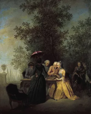 La Partie de dames Oil painting by Michel-Barthelemy Ollivier