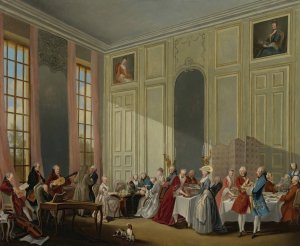 Mozart Giving A Concert In The 'Salon Des Quatre-Glaces Au Palais Dutemple' In The Court Of The Prince De Conti by Michel-Barthelemy Ollivier Oil Painting