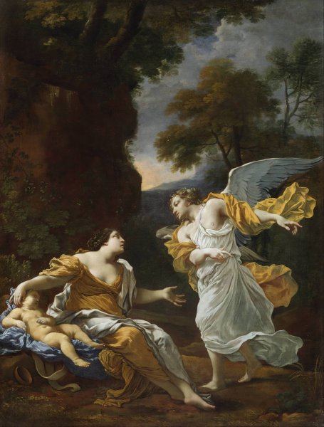 Hagar and the Angel by Michel Dorigny - Hand-Painted Oil Painting Reproduction